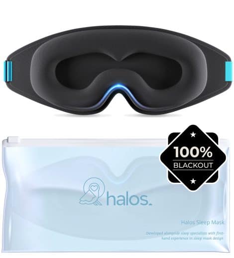 100% Total Darkness Sleep Masks for Ladies & Gents – Zero Eye Strain Eye Mask for Sleep – Our Halo Sleep Mask with Bag – Black Travel or Blindfold Eye Mask.