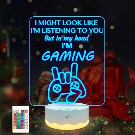 Anywin Gamer Gifts for Men, 3D Night Light I am Gaming 3D Lamp with Remote & 16 Colors, Gaming Room Decor for Men.