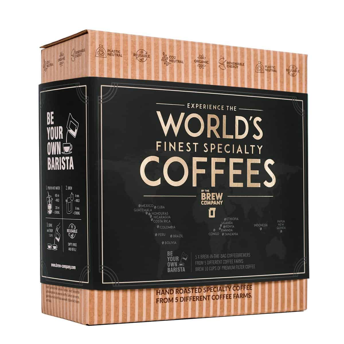 Original Gourmet Coffee Gift Set for Men & Women  5 of the Worlds Finest Single Estate Specialty & Organic Coffees | Brew & Enjoy Anytime, Anywhere | Hamper Style Letterbox Gift Idea for Him & Her