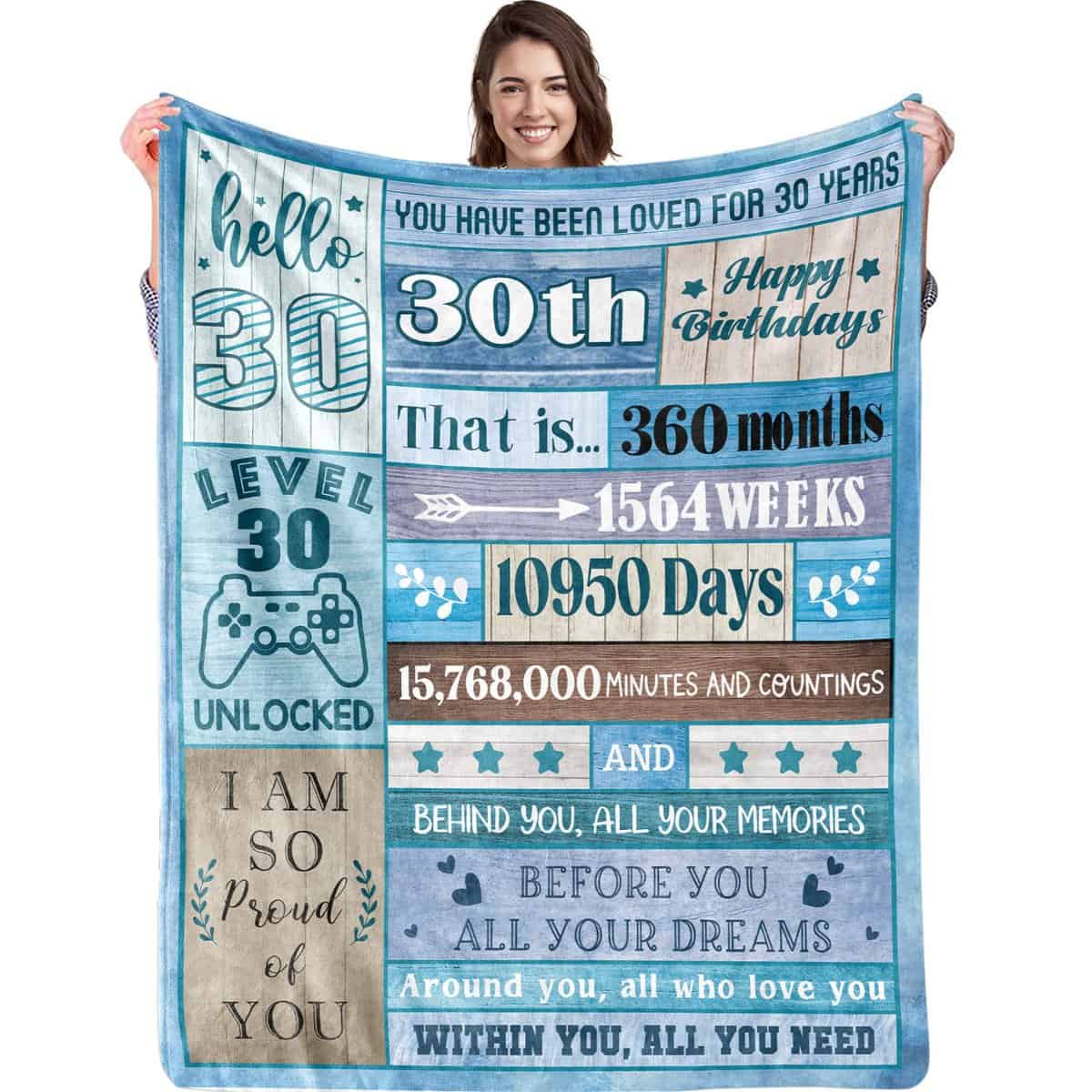 Biapian 30th Birthday Gifts for Men, 30th birthday blanket for Him 30 Year Old Male Gift Ideas Birthday Throw Blanket Gifts for 30 Year Old Birthday Gift for Men Husband Dad Son Male 50"x60"