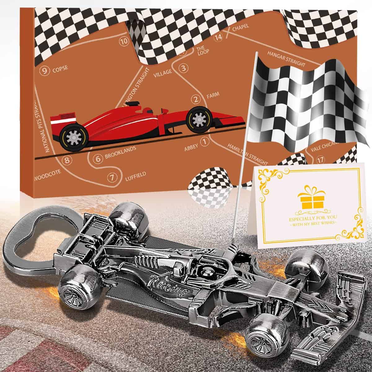 LULLEA Racing Car Gifts for Men, Bottle Opener, Unique Dark Silver Beer Men Him Dad Boyfriend Husband Grandad, Fathers Birthday Christmas (LU0306)