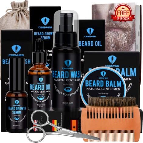 Beard Maintenance Set, Men’s Beard Care Package, Beard Enhancement Set, Facial Hair Cleanse & Styling Kit