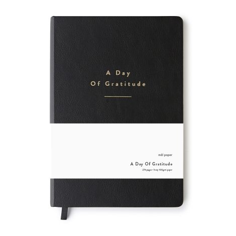 Mål Paper Daily Gratitude Diary – Black PU Leather Hardcover | 6 Month Undated Journal | Inspirational Mindfulness Present for Him & Her.