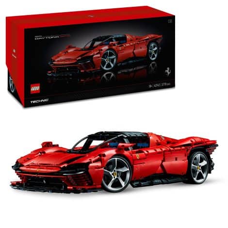 LEGO 42143 Technic Ferrari Daytona SP3, a 1:8 scale advanced collectible race car building set for adults and teens.