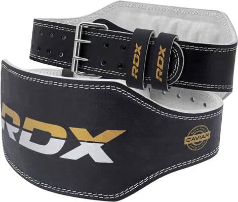 RDX Gym Belt for Fitness, Adjustable Leather Belt with Lumbar Support, Ideal for Bodybuilding, Powerlifting, and Squats.