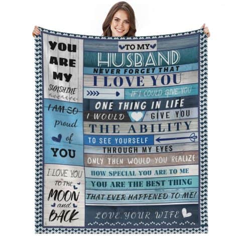 Bold and Brash Gifts for Husband: Wife’s To My Husband Blanket, Ideal for Birthday, Wedding, Anniversary, Valentine’s. Soft and Cozy Fleece Throw, 50×60″.