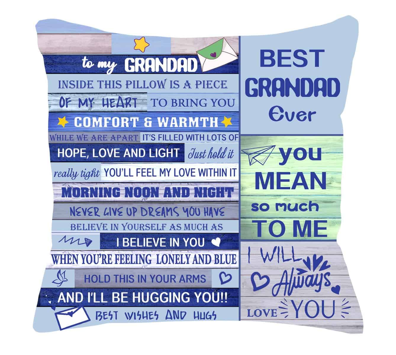 Bommex Grandad Gift Ideas Gift for Grandad Grandpa Grandfather from Granddaughter Grandson Douber-sided Cushion Cover Throw Pillow Cover for Grandpa Grandad Birthday Gift Father's Day (GRANDAD)