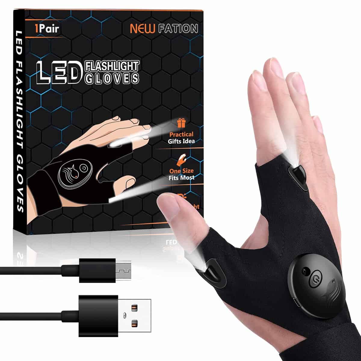 Gifts For Men - Rechargeable Gloves With Lights Gadgets For Men Cool Gadgets Gifts For Him Mens Gifts Christmas Stocking Fillers For Men/Women Unique Gifts For Men Him Dad Husband Who Have Everything