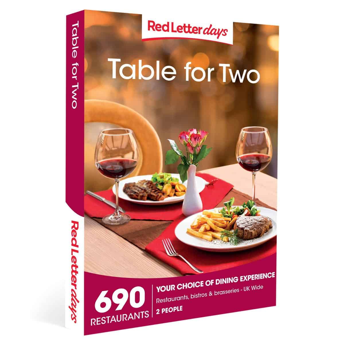 Red Letter Days Table for Two Gift Voucher  690 dining out experiences for two