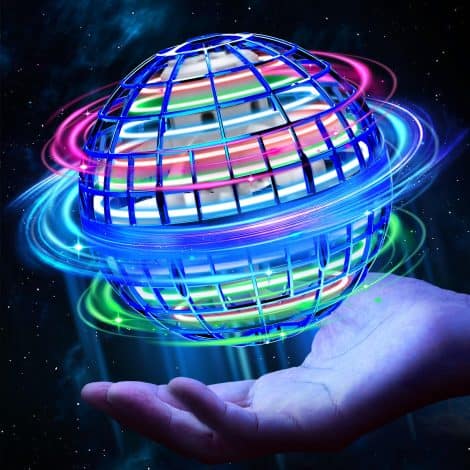 Hovering Sphere Ball Toys, Returning Ball, Hand-Controlled Hover Ball that Rotates 360° with LED Lights, Smart Sensor UFO Flying Ball, Flying Spinner Mini Drone with Magical Globe Design – Ideal Gifts for Children.