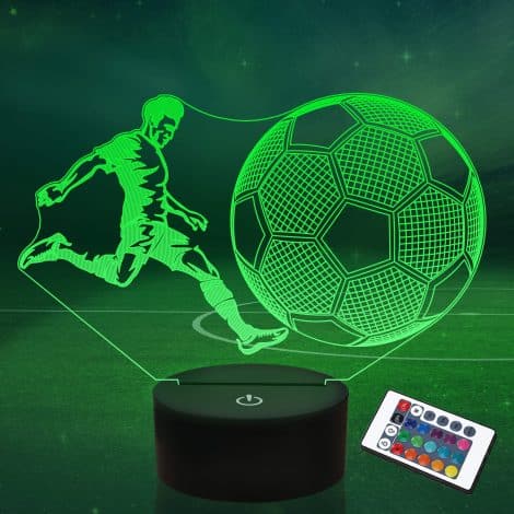 Lightzz Football Gifts for Boys, 3D Football Player Night Light with Remote + Touch, 16 Color Changing + Timer Desk Lamp for Sports Fan Bedroom Decor.