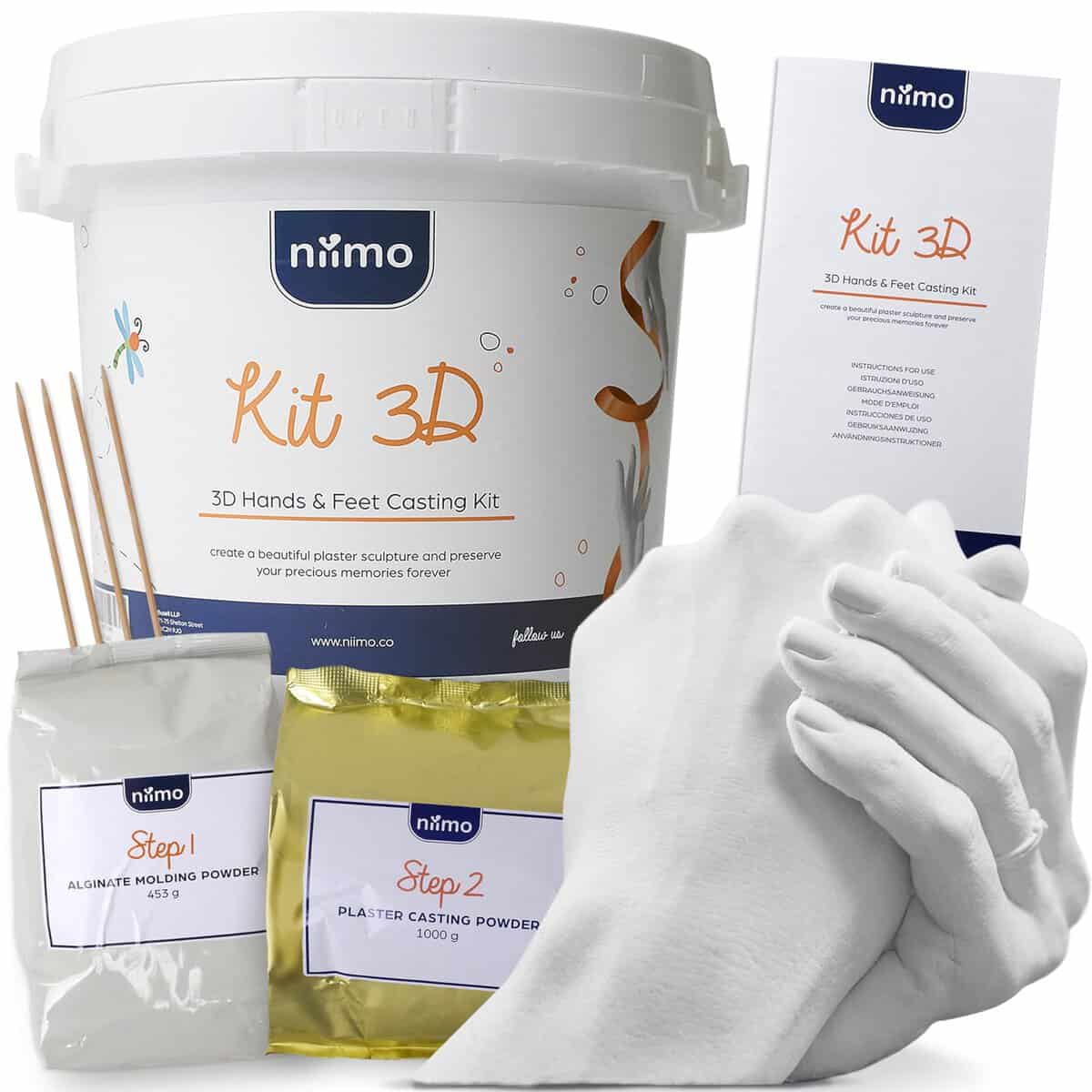 Niimo Hand Casting Kit - Award-Winning Hand Moulding Kit - Unique Gifts for Couples - Keepsake Pottery Gifts for Wedding, Anniversary, or Engagement - Holding Hands Casting Kit