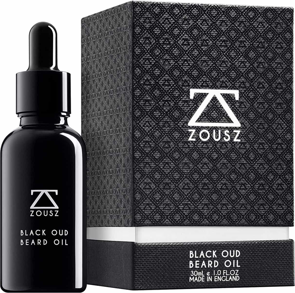 ZOUSZ Beard Oil - Black Oud Wood Scented Grooming Formula with Natural Avocado, Argan, Macadamia Oils - Non-Greasy Facial Hair Softener & Moisturiser for Styling  Vegan-Friendly Gift for Men 30mL