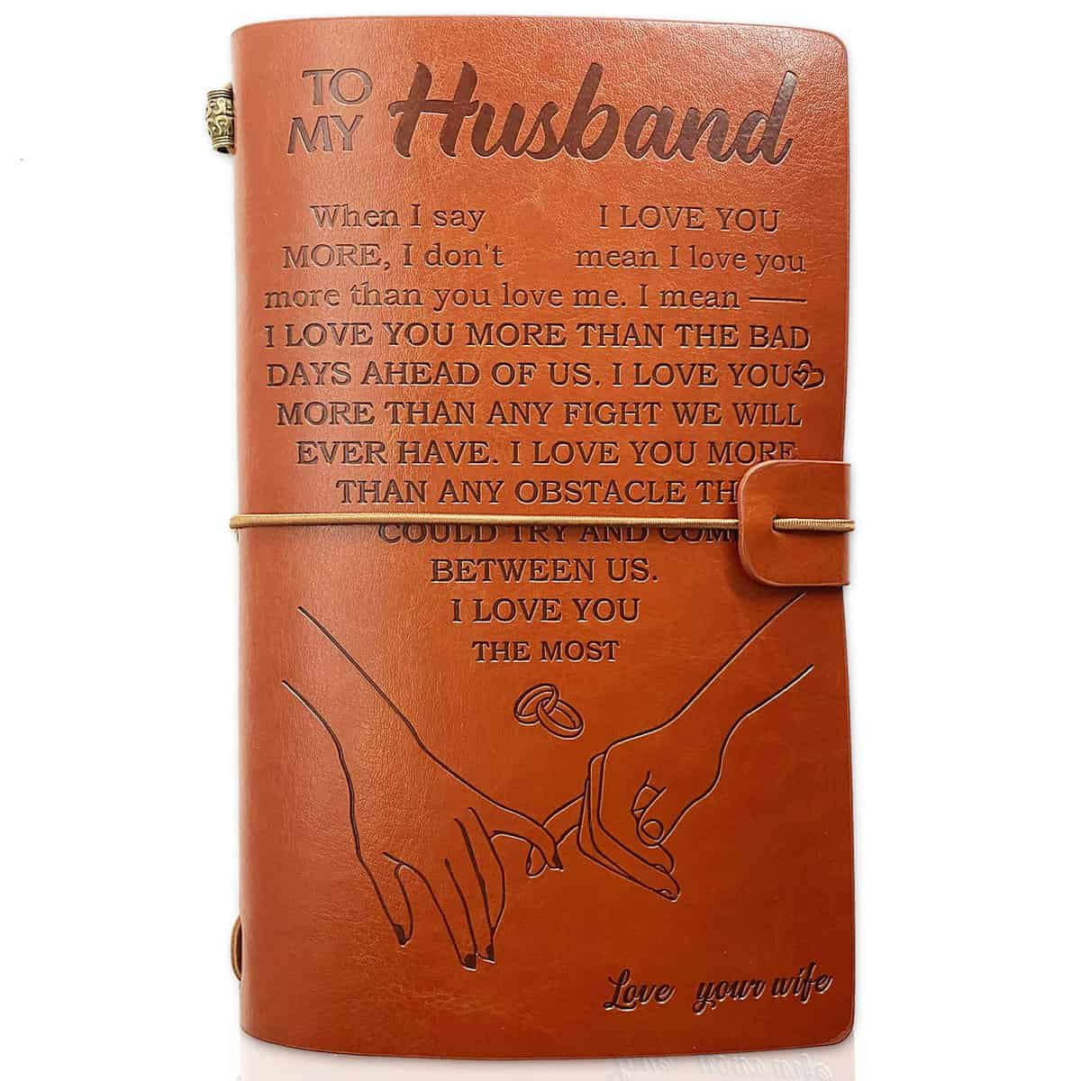 OMNIQI Husband Gifts, Valentines Gifts for Husband, Romantic Husband Gifts for Wedding Anniversary, Leather Journal Husband Gifts for Christmas Valentines Day Anniversary, Husband Birthday Gifts