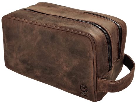 Handcrafted Leather Travel Toiletry Bag by Rustic Town – Ideal Gift for Both Men and Women.