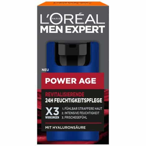 L’Oréal Men’s Expert Anti-Wrinkle Moisturiser with Hyaluronic Acid, Ideal for Fatigued and Dull Skin, Power Age, 50 ml.