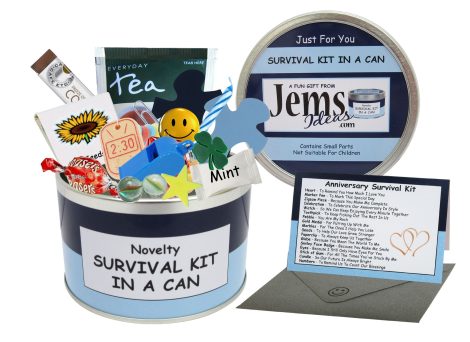 Anniversary Survival Kit Packaged Inside a Tin. Amusing Novelty Present for Male Wedding or Anniversary.