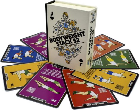 Stack 52 Bodyweight Exercise Cards: Workout Card Game by Military Fitness Expert. Includes video instructions, no equipment required. Increase fat burning and muscle building.