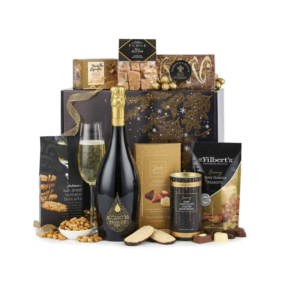 Thornton & France Elegance Sparkling Luxury Hamper With Prosecco & Chocolates | Sweet & Savoury Treats To Share | 8 Delicious Items