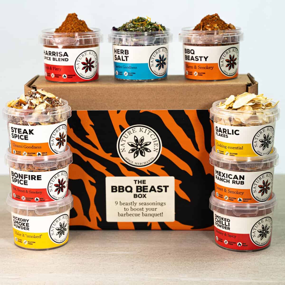 Nature Kitchen Gourmet BBQ Blends and Seasonings Gift Set. 9 Gluten Free and Vegan Barbecue Spices. Novelty Gifts for BBQ and Cooking Lovers. Perfect Food Accessories for BBQs.