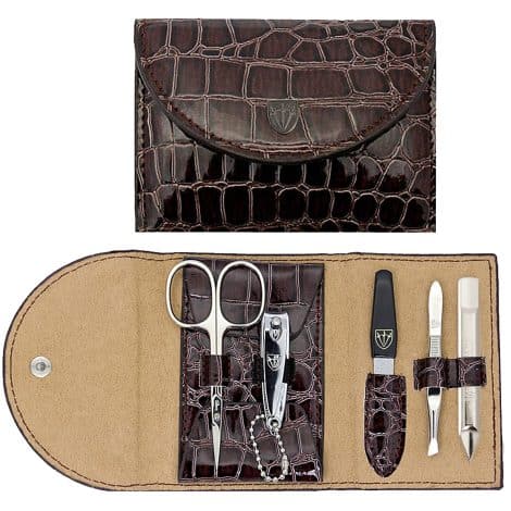 3 Swords Germany – high-quality 5 piece grooming kit for professional nail care, with stylish leather case.