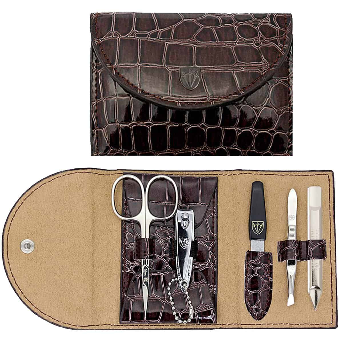 3 Swords Germany - brand quality 5 piece manicure pedicure grooming kit set for professional finger & toe nail care scissors clipper fashion leather case in gift box, Made by 3 Swords (0928)