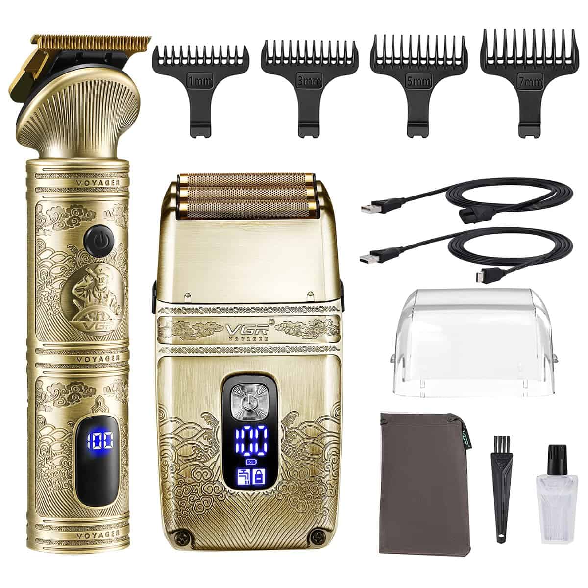 VGR Gifts for Him Hair Trimmer & Electric Razor for Men, Foil Shaver, Beard Trimmer, T Liners Barber Kit, Men's Grooming Kit with Triple Blades Waterproof Cordless