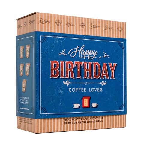 Deluxe Coffee Birthday Gift Set for Gentlemen & Ladies  5 of the Finest Single Estate Specialty & Organic Coffees | Easy Brewing & Enjoyment | Letterbox Hamper Gift for Couples