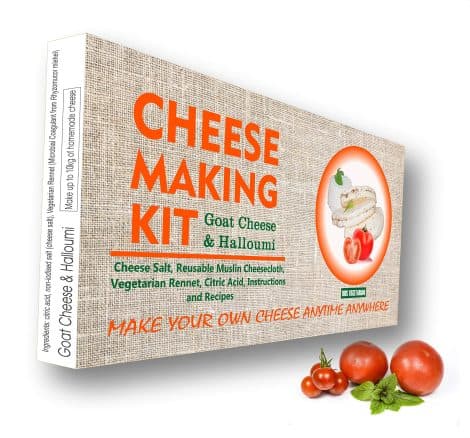 4 Cheese-Making Kit: Goat’s Cheese, Halloumi, Mozzarella, and Ricotta – An ideal gift for any occasion.