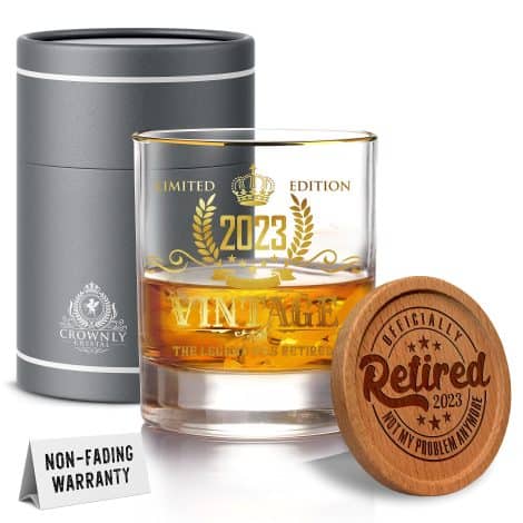 Kies Gift® Whisky Tumbler – Humorous Retirement or 60th Birthday Presents for Men, Women, Dad, Uncle, Grandad, and Grandma.