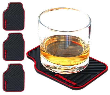 Set of 4 Triple Gifffted Silicone Drink Coasters, Ideal Gifts for British Car Enthusiasts: Valentines, Birthday, Christmas.