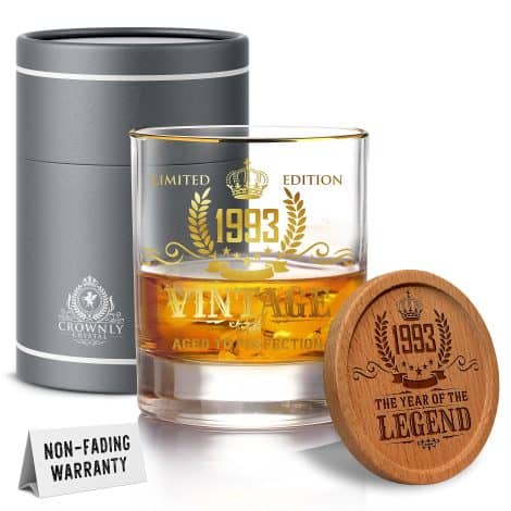 Kies®Gift Gold ’93 30th B-Day Presents for Him/Her: Customized Whisky Glass, Decorations, and Popular Gifts for Husband/Wife.