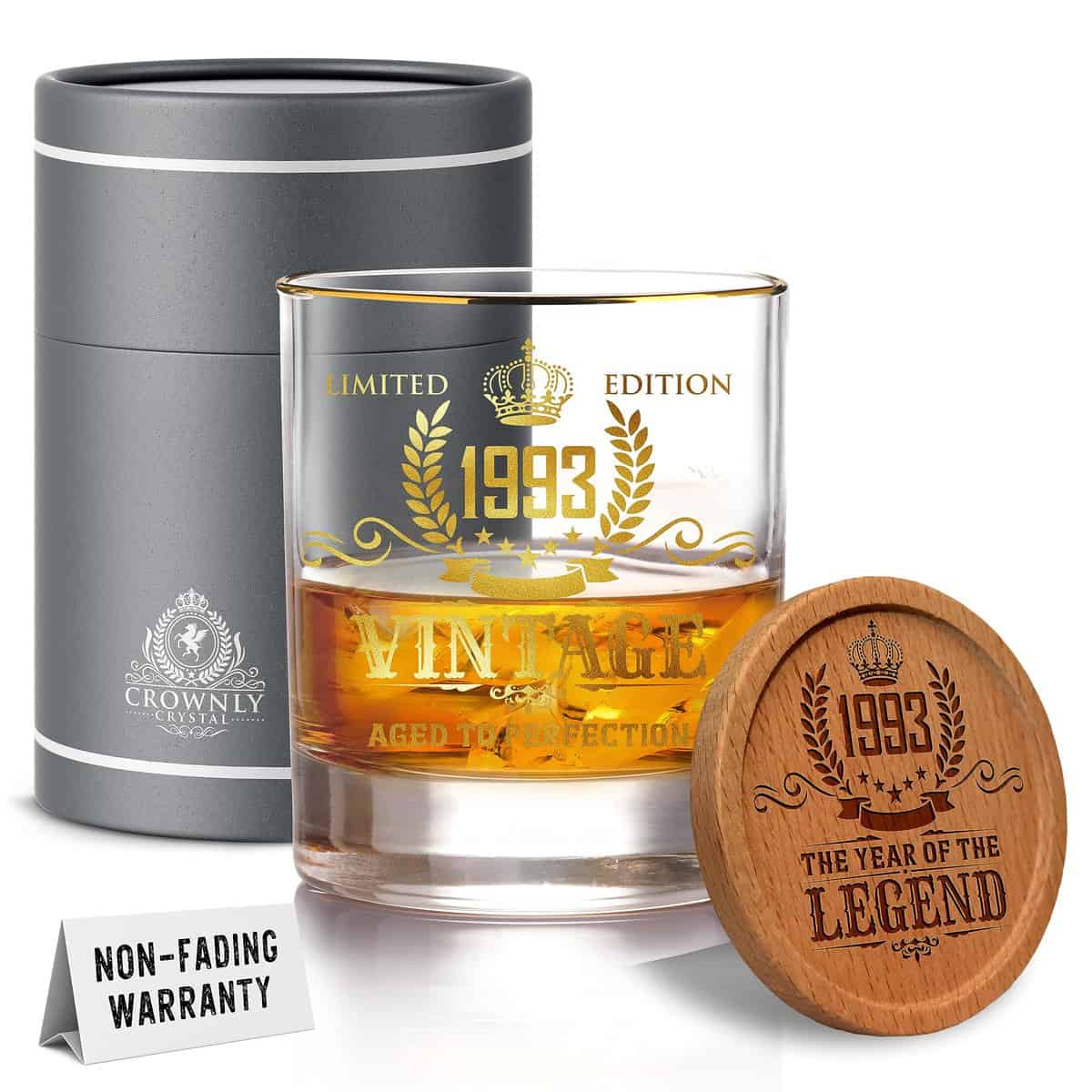 Kies®Gift Gold 1993 30th Birthday Gifts for Men Personalised Whiskey Glass 30th Birthday Gifts for Women 30th Birthday Decorations Whiskey Glasses 30th Gift for Husband Populer Gifts