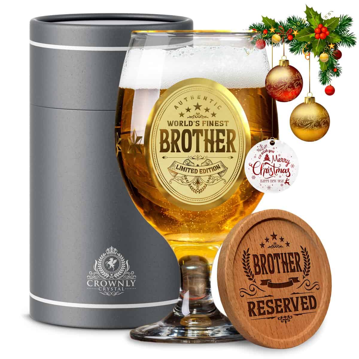 Kies®GIFT Gifts for Brother Personalised Gifts Beer Gifts for Men Brother Gifts from Sister Brother Birthday Gifts Beer Glasses Brother Xmas Gift Personalised Beer Glass Populer Brother Gift