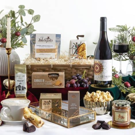 The top-quality festive gift basket for Christmas includes a wine hamper, Xmas hampers, and gift baskets.