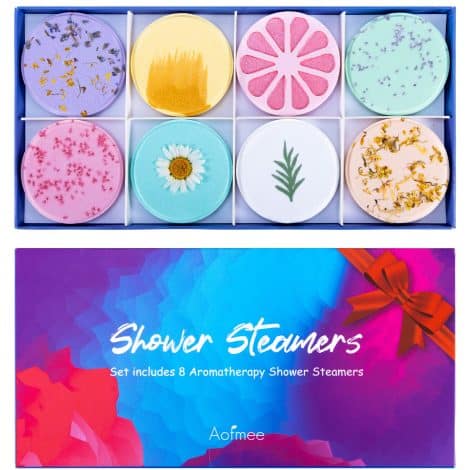 Aofmee Aromatherapy Shower Steamers – 8-Pack Shower Bombs, Gift Set for Both Genders, Relaxing Shower Tablets with Essential Oils, Perfect Birthday Gifts for Mum or Partner.