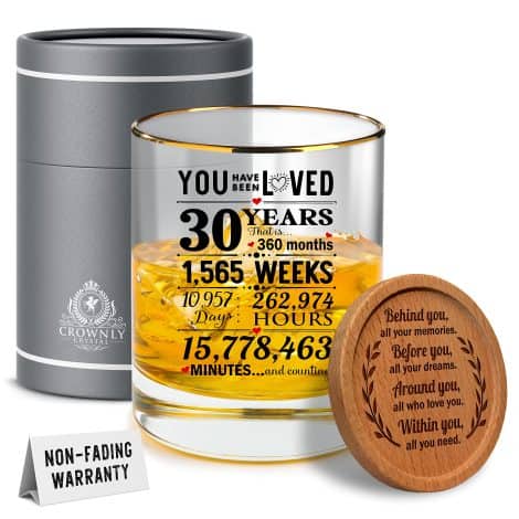 Kies®Gift- 1993 30th Anniversary Presents for British Men and Women Custom Whisky Tumbler Decorations for 30th B’Day, Couples, Brother, Spouse, & Him.