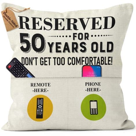 Kies®GIFT (Double-Sided) Pillow Cases for 50th Birthdays – Ideal Presents for Men, Women, Mum, and Grandad.